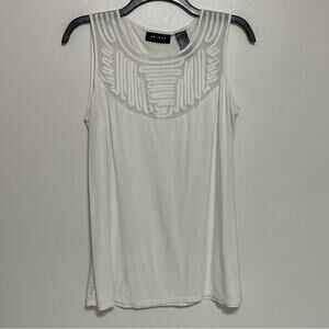 AXCESS Ivory Embroidered Mesh Sleeveless Blouse XL